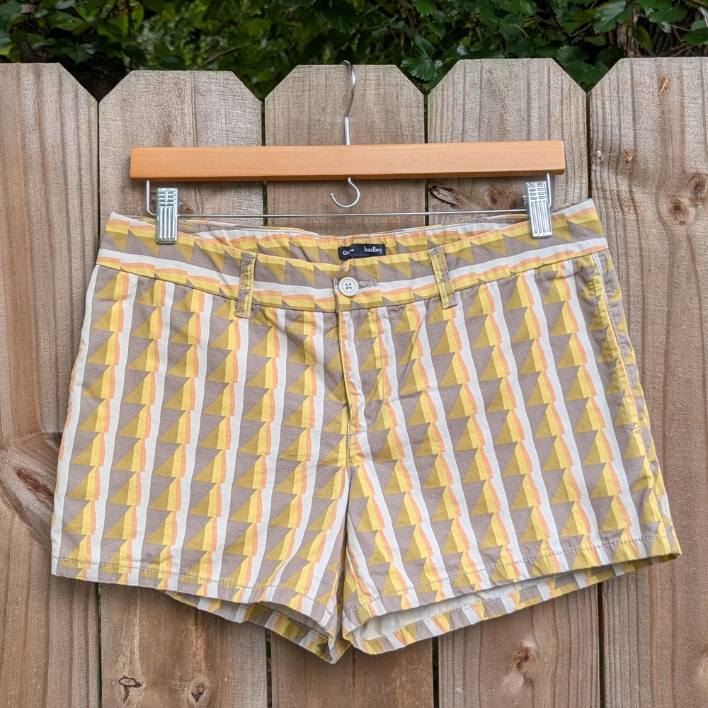 Gap Hadley Casual Shorts Yellow Gray Geometric Print Cotton Chino Shorts